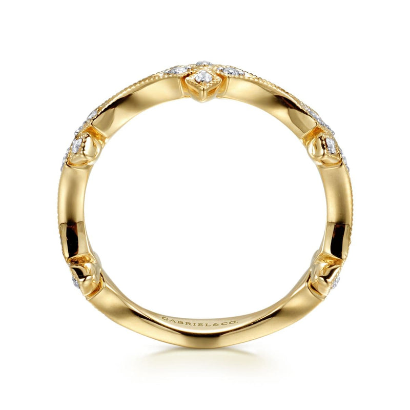 14K Yellow Gold Diamond Floral Station Stackable Ring - LR50891Y45JJ-Gabriel & Co.-Renee Taylor Gallery