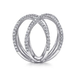 14K White Gold Multi Row Diamond Criss Cross Ring - LR50925W45JJ-Gabriel & Co.-Renee Taylor Gallery