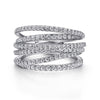 14k White Gold Layered Wide Band Diamond Ring - LR50964W45JJ-Gabriel & Co.-Renee Taylor Gallery