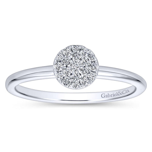 14K White Gold Classic Round Diamond Pavé Ring - LR50983W45JJ-Gabriel & Co.-Renee Taylor Gallery