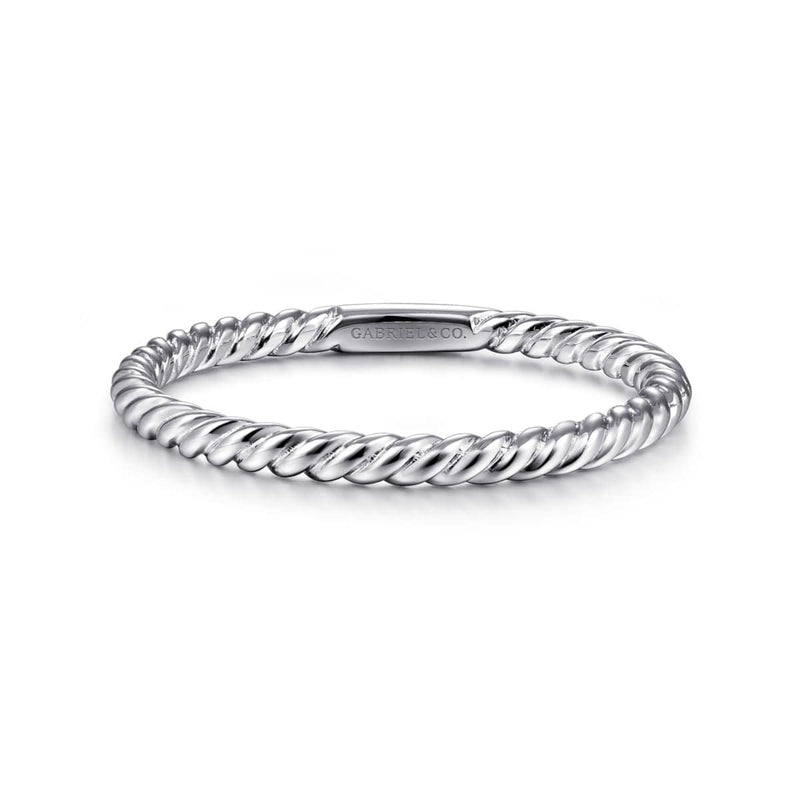 14K White Gold Twisted Rope Stackable Ring - LR51173W4JJJ-Gabriel & Co.-Renee Taylor Gallery