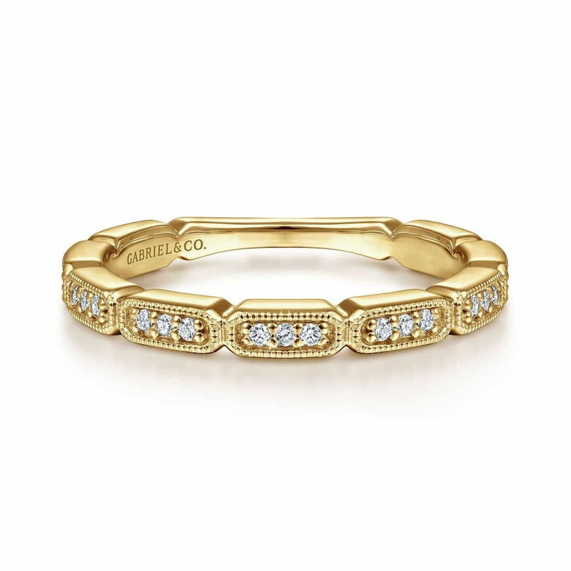 14K Yellow Gold Segmented Diamond Stackable Ring - LR51176Y45JJ-Gabriel & Co.-Renee Taylor Gallery