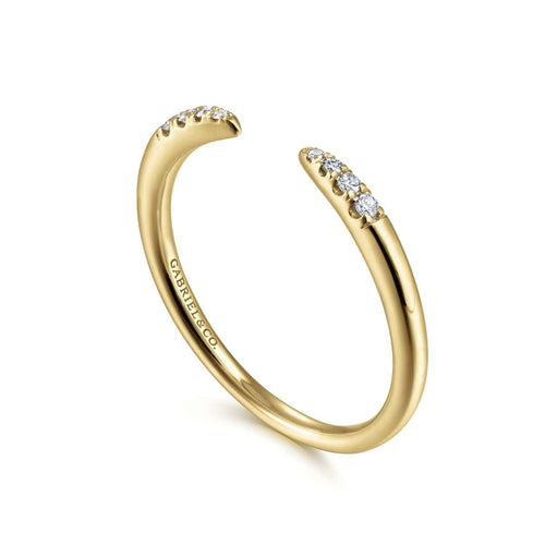 14K Yellow Gold Open Diamond Tipped Stackable Ring - LR51177Y45JJ-Gabriel & Co.-Renee Taylor Gallery