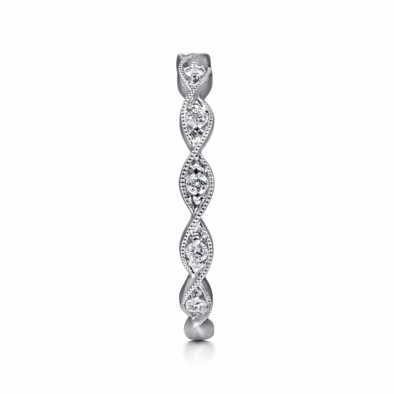 14K White Gold Twisted Diamond Stackable Ring - LR51178W45JJ-Gabriel & Co.-Renee Taylor Gallery