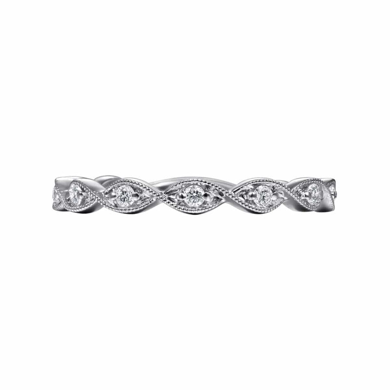 14K White Gold Twisted Diamond Stackable Ring - LR51178W45JJ-Gabriel & Co.-Renee Taylor Gallery