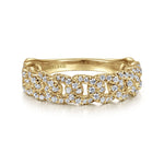 14K Yellow Gold Chain Link Stackable Diamond Ring - LR51181Y45JJ-Gabriel & Co.-Renee Taylor Gallery