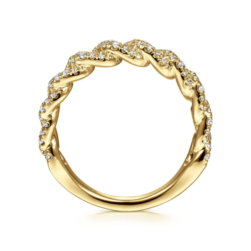 14K Yellow Gold Chain Link Stackable Diamond Ring - LR51181Y45JJ-Gabriel & Co.-Renee Taylor Gallery