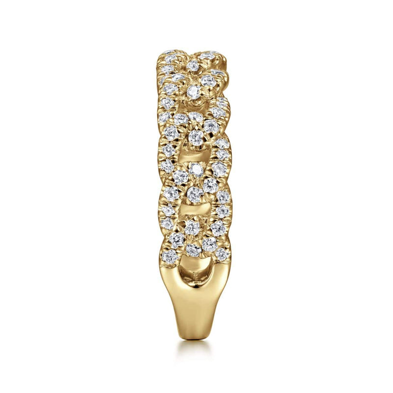 14K Yellow Gold Chain Link Stackable Diamond Ring - LR51181Y45JJ-Gabriel & Co.-Renee Taylor Gallery