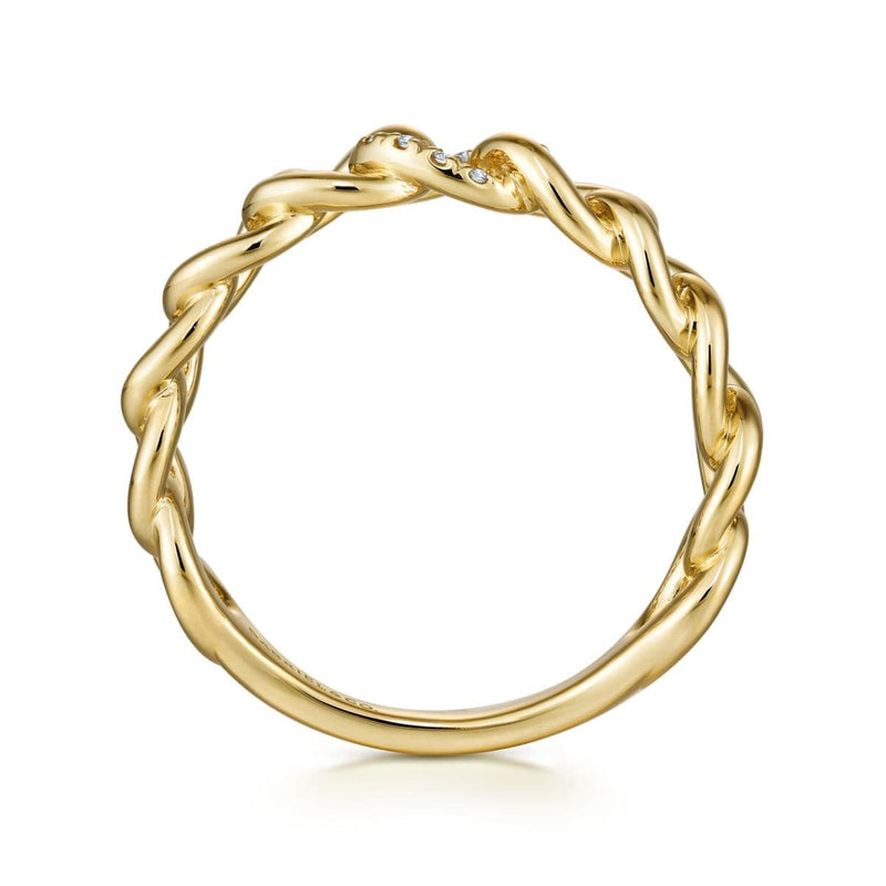 14K Yellow Gold Chain Link Ring Band with Pavé Diamond Station - LR51250Y45JJ-Gabriel & Co.-Renee Taylor Gallery