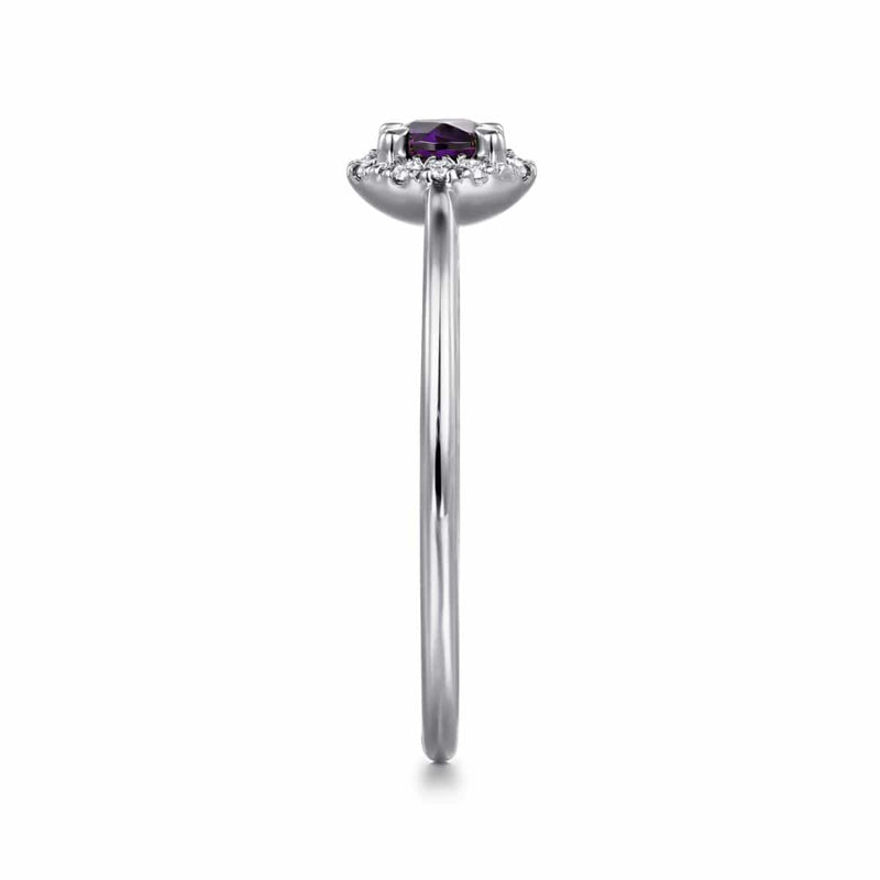 14K White Gold Amethyst Diamond Halo Promise Ring - LR51264W45AM-Gabriel & Co.-Renee Taylor Gallery