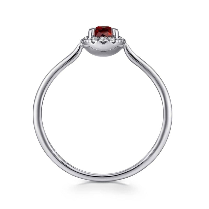 14K White Gold Garnet and Diamond Halo Promise Ring - LR51264W45GN-Gabriel & Co.-Renee Taylor Gallery