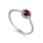 14K White Gold Garnet and Diamond Halo Promise Ring - LR51264W45GN-Gabriel & Co.-Renee Taylor Gallery