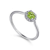 14K White Gold Peridot and Diamond Halo Promise Ring - LR51264W45PE-Gabriel & Co.-Renee Taylor Gallery