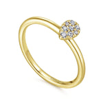 14K Yellow Gold Pavé Diamond Teardrop Ring - LR51273Y45JJ-Gabriel & Co.-Renee Taylor Gallery