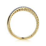 14K Yellow Gold Beaded Pavé Diamond Criss Cross Ring - LR51463Y45JJ-Gabriel & Co.-Renee Taylor Gallery