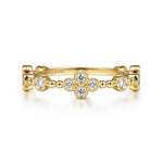 14K Yellow Gold Diamond Quatrefoil Station Ring - LR51473Y45JJ-Gabriel & Co.-Renee Taylor Gallery