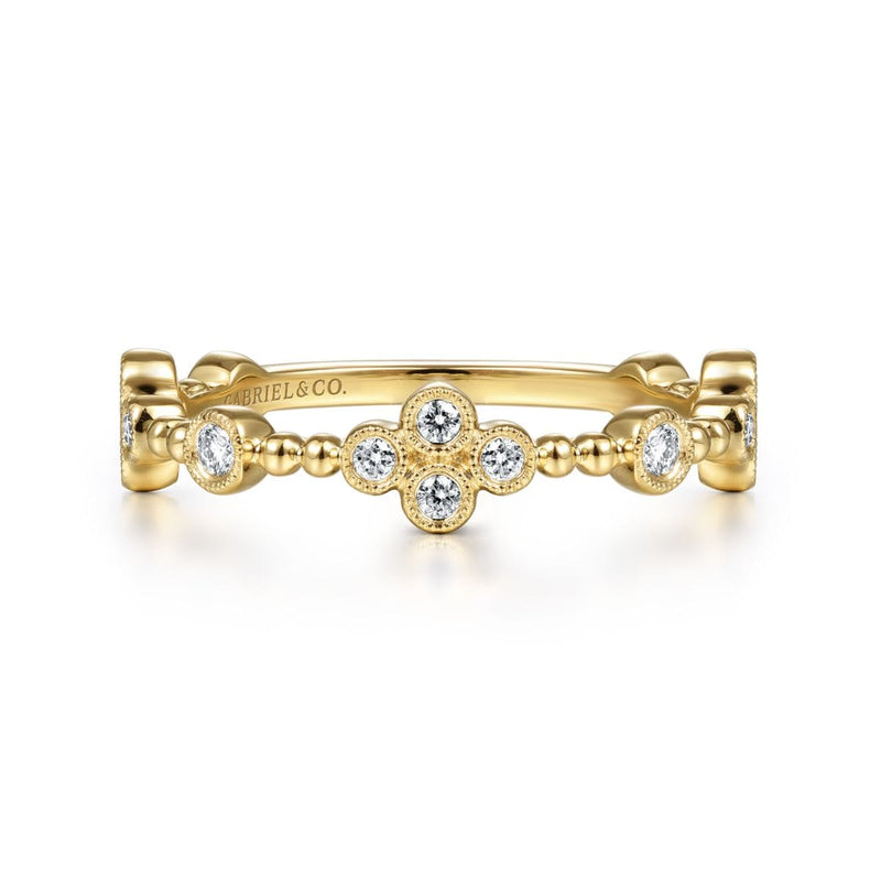 14K Yellow Gold Diamond Quatrefoil Station Ring - LR51473Y45JJ-Gabriel & Co.-Renee Taylor Gallery