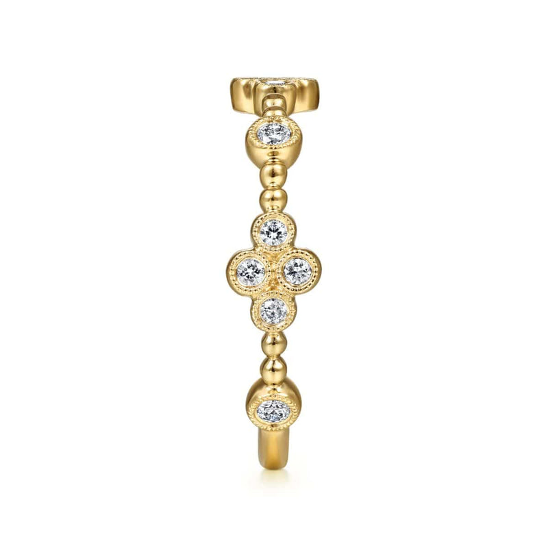 14K Yellow Gold Diamond Quatrefoil Station Ring - LR51473Y45JJ-Gabriel & Co.-Renee Taylor Gallery