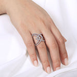 14K White Gold Wide Band Layered Diamond Ring - LR51496W45JJ-Gabriel & Co.-Renee Taylor Gallery