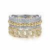 14K White-Yellow Gold Wide Band Layered Diamond Ring - LR51517M45JJ-Gabriel & Co.-Renee Taylor Gallery