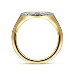 14K Yellow Gold Pinky Signet Ring with Diamond Halo - LR51521Y45JJ-Gabriel & Co.-Renee Taylor Gallery