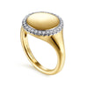 14K Yellow Gold Pinky Signet Ring with Diamond Halo - LR51521Y45JJ-Gabriel & Co.-Renee Taylor Gallery