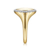 14K Yellow Gold Pinky Signet Ring with Diamond Halo - LR51521Y45JJ-Gabriel & Co.-Renee Taylor Gallery