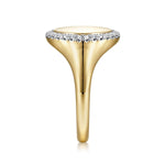 14K Yellow Gold Pinky Signet Ring with Diamond Halo - LR51521Y45JJ-Gabriel & Co.-Renee Taylor Gallery