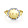 14K Yellow Gold Pinky Signet Ring with Diamond Halo - LR51521Y45JJ-Gabriel & Co.-Renee Taylor Gallery