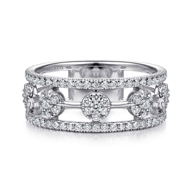 14K White Gold Round Diamond Station Ring - LR51555W45JJ-Gabriel & Co.-Renee Taylor Gallery