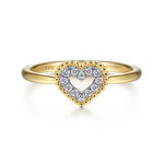 14K Yellow Gold Diamond Pavé Open Heart Ring - LR51600Y45JJ-Gabriel & Co.-Renee Taylor Gallery