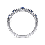 14K White Gold Alternating Round Diamond and Sapphire Ring - LR51614W45SA-Gabriel & Co.-Renee Taylor Gallery