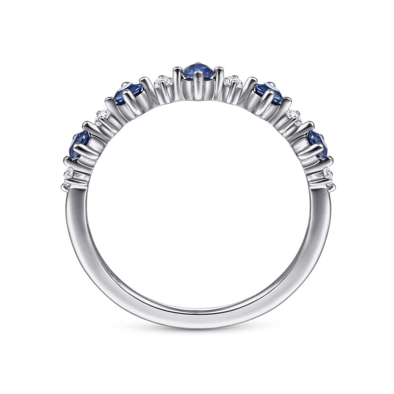 14K White Gold Alternating Round Diamond and Sapphire Ring - LR51614W45SA-Gabriel & Co.-Renee Taylor Gallery