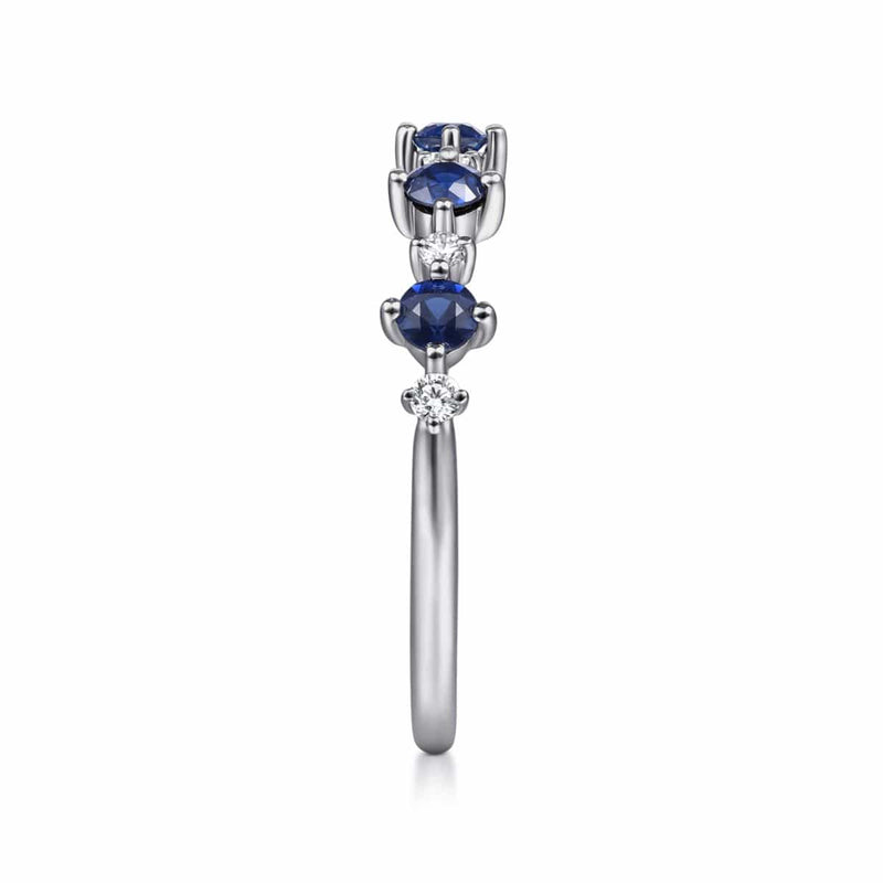 14K White Gold Alternating Round Diamond and Sapphire Ring - LR51614W45SA-Gabriel & Co.-Renee Taylor Gallery