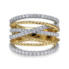 14K White-Yellow Gold Twisted Rope and Diamond Multi Row Ring - LR51623M45JJ-Gabriel & Co.-Renee Taylor Gallery