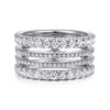 14K White Gold Four Row Diamond Ring - LR51647W45JJ-Gabriel & Co.-Renee Taylor Gallery