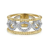 14K White-Yellow Gold Diamond Link and Twisted Rope Ring - LR51658M45JJ-Gabriel & Co.-Renee Taylor Gallery