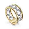 14K White-Yellow Gold Diamond Link and Twisted Rope Ring - LR51658M45JJ-Gabriel & Co.-Renee Taylor Gallery