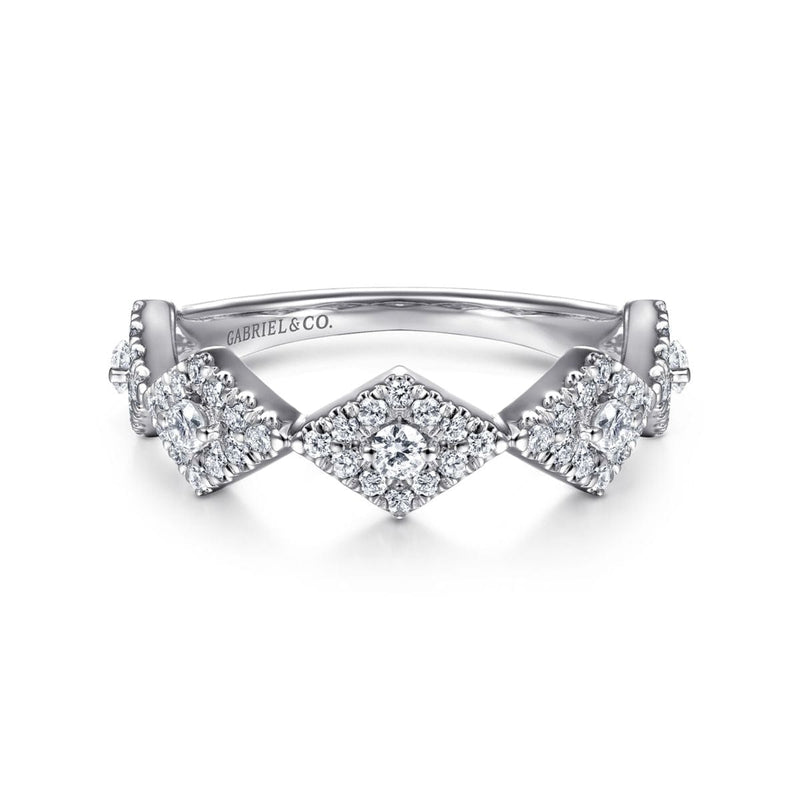 14K White Gold Diamond Station Stackable Ring - LR51683W45JJ-Gabriel & Co.-Renee Taylor Gallery