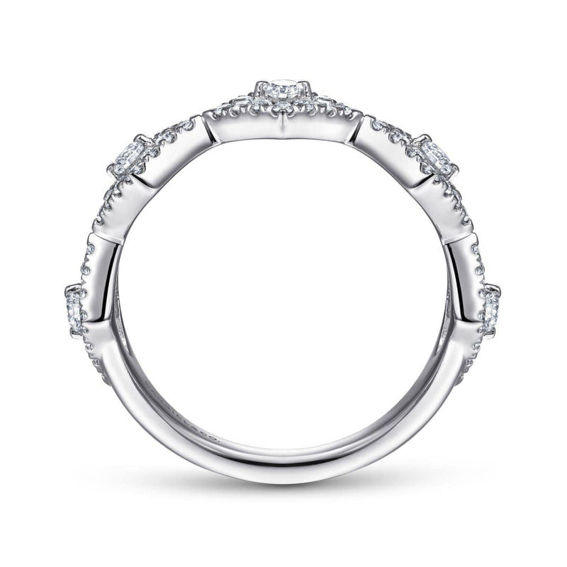 14K White Gold Diamond Station Stackable Ring - LR51683W45JJ-Gabriel & Co.-Renee Taylor Gallery