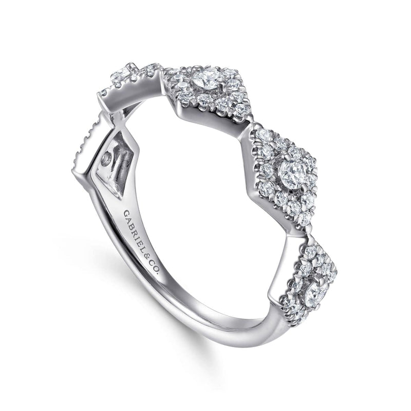 14K White Gold Diamond Station Stackable Ring - LR51683W45JJ-Gabriel & Co.-Renee Taylor Gallery