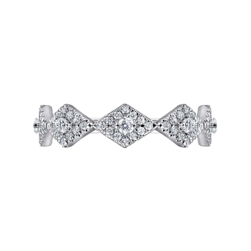 14K White Gold Diamond Station Stackable Ring - LR51683W45JJ-Gabriel & Co.-Renee Taylor Gallery