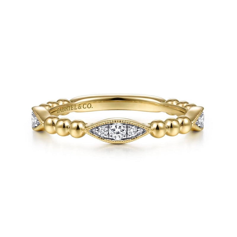 14K Yellow Gold Beaded Marquis Cluster Diamond Bujukan Ring - LR51693Y45JJ-Gabriel & Co.-Renee Taylor Gallery