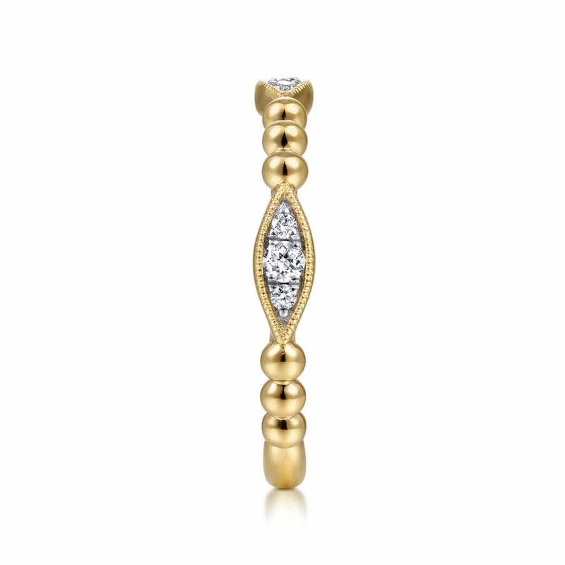 14K Yellow Gold Beaded Marquis Cluster Diamond Bujukan Ring - LR51693Y45JJ-Gabriel & Co.-Renee Taylor Gallery