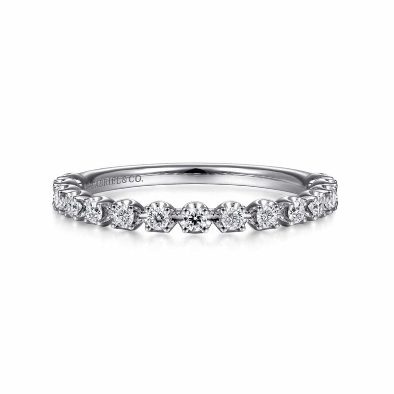 14K White Gold Single Prong Diamond Band - LR51698W45JJ-Gabriel & Co.-Renee Taylor Gallery