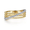 14K White-Yellow Gold Three Row Bujukan Ball and Diamond Band Ring - LR51720M45JJ-Gabriel & Co.-Renee Taylor Gallery