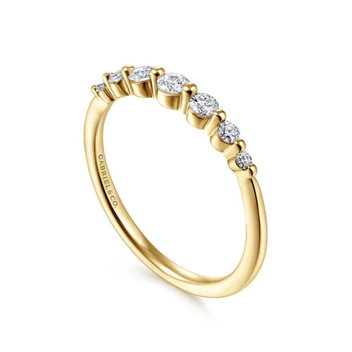 14K Yellow Gold Graduating Single Prong Diamond Band - LR51740Y45JJ-Gabriel & Co.-Renee Taylor Gallery