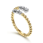 14K White-Yellow Gold Bujukan Ball and Diamond Open Bypass Ring - LR51745M45JJ-Gabriel & Co.-Renee Taylor Gallery