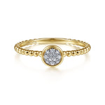 14K Yellow Gold Round Diamond Cluster Ring with Bujukan Beaded Shank - LR51825Y45JJ-Gabriel & Co.-Renee Taylor Gallery