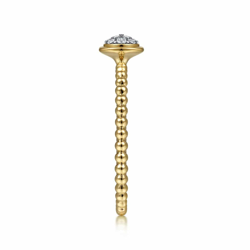 14K Yellow Gold Round Diamond Cluster Ring with Bujukan Beaded Shank - LR51825Y45JJ-Gabriel & Co.-Renee Taylor Gallery